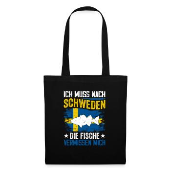 Schweden Angeltrip Angeltour Hecht - Stoffbeutel - Schwarz - Vorne