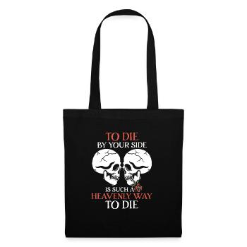Romantic Gothic Skull Bones Skeleton Roses Death - Stoffbeutel - Schwarz - Vorne