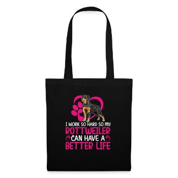 Travaillez si dur pour mon propriétaire de chien rottweiler amusant - Sac en tissu - noir - Devant