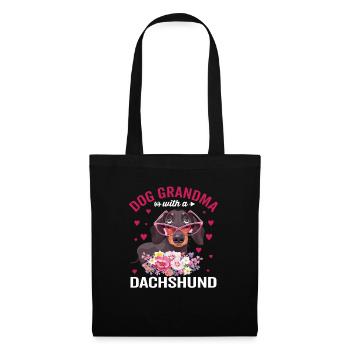 Grand-mère de chien avec teckel Drôles de propriétaires de chiens Amoureux - Sac en tissu - noir - Devant