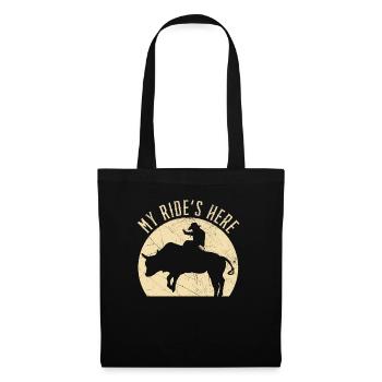 My Ride's Here Bull Rider Rodeo Bull Riding - Tote Bag - black - Front