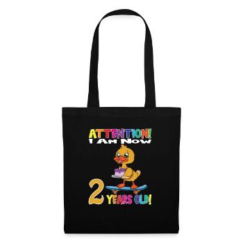 Birthday Duck Attention I Am Now 2 Years Old - Tote Bag - black - Front