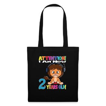 Gaming Lion Attention I Am Now 2 Years Old - Tote Bag - black - Front