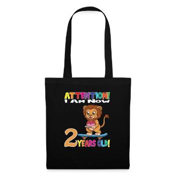 Lion Birthday Attention I Am Now 2 Years Old - Tote Bag - black - Front