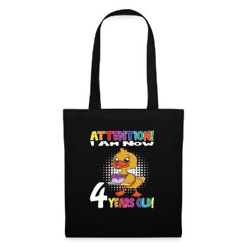 Anniversaire de canard J'ai maintenant 4 ans - Sac en tissu - noir - Devant
