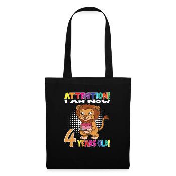 Anniversaire de lion j’ai maintenant 4 ans - Sac en tissu - noir - Devant