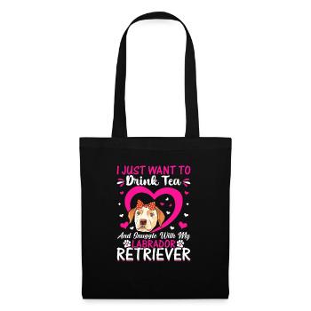 Tee Trinken Und Kuscheln Labrador Retriever - Stoffbeutel - Schwarz - Vorne