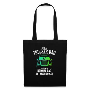 Ich bin ein Trucker Papa Geschenkidee Trucker Papa Big Truck - Stoffbeutel - Schwarz - Vorne