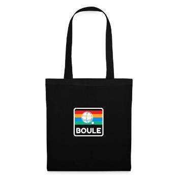 Boule Retro Design 80s 70s Vintage Boccia Spieler - Stoffbeutel - Schwarz - Vorne