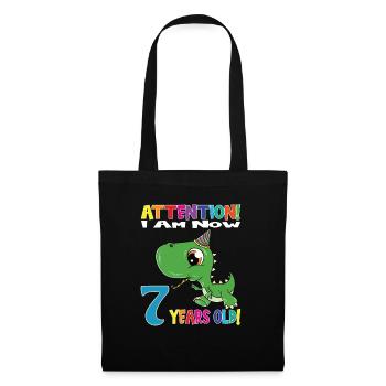 Anniversaire Dino Boy J'ai maintenant 7 ans - Sac en tissu - noir - Devant