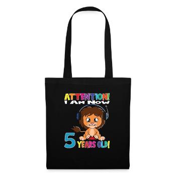 Anniversaire Lion J'ai maintenant 5 ans - Sac en tissu - noir - Devant