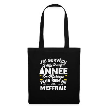 Humour Cadeau Ma Première Année De Mariage - Sac en tissu - noir - Devant