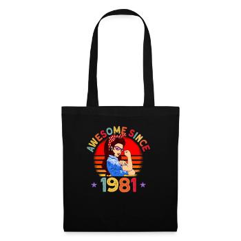 Awesome since 1981 Frauen 41. Geburtstag Geschenk - Stoffbeutel - Schwarz - Vorne