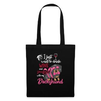 Buvez du vin câlin avec le propriétaire du teckel - Sac en tissu - noir - Devant