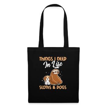 Things I Need In Life Funny Sloth Lover Dog Lover - Tote Bag - black - Front