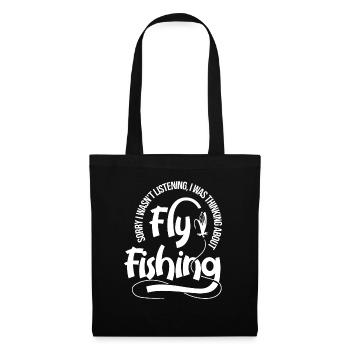 Angler Fliegenfischen Natur Hobby Fischer - Stoffbeutel - Schwarz - Vorne