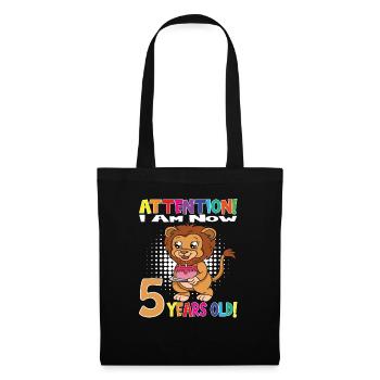 Anniversaire Lion J'ai maintenant 5 ans - Sac en tissu - noir - Devant