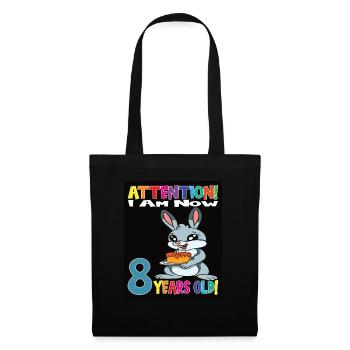 Rabbit Birthday I Am Now 8 Years Old - Stoffbeutel - Schwarz - Vorne