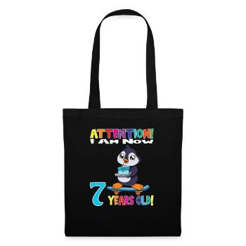 Penguin Birthday I Am Now 7 Years Old - Tote Bag - black - Front