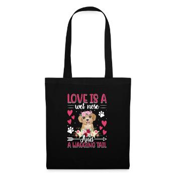 Caniche Amour Est Nez Mouillé Wobble Queue Fun - Sac en tissu - noir - Devant