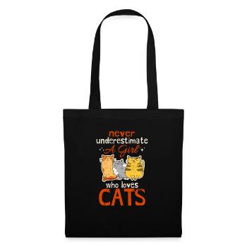 Never Underestimate A Girl Who Loves Cats Cat Mom - Stoffbeutel - Schwarz - Vorne
