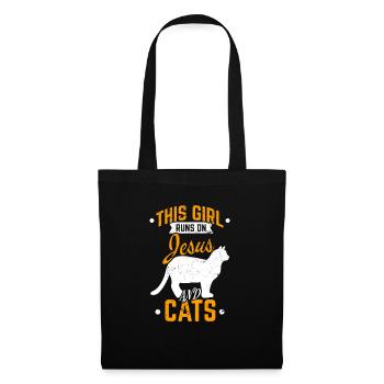 This Girl Runs On Jesus And Cats Funny Cat Lover C - Tote Bag - black - Front