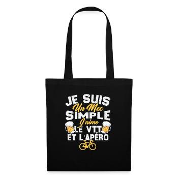 Je suis un mec simple j'aime le VTT et l'apéro - Sac en tissu - noir - Devant
