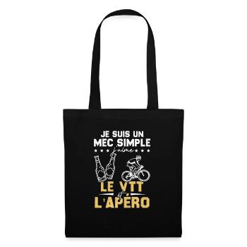 Je suis un mec simple j'aime le VTT et l'apéro - Sac en tissu - noir - Devant