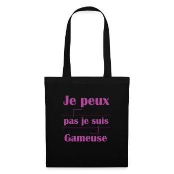 Tshirt femme Je peux pas je suis gameuse - Sac en tissu - noir - Devant