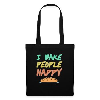 I Bake People Happy Retro Awesome Baking Design - Tote Bag - black - Front