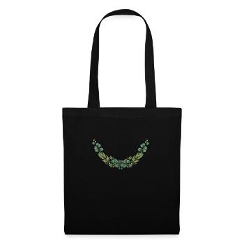 Eukalyptus Blumenkranz I Team Braut Hochzeit Boho - Stoffbeutel - Schwarz - Vorne