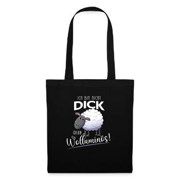 Ich bin nicht dick ich bin wolluminös Schafshirt - Stoffbeutel - Schwarz - Vorne