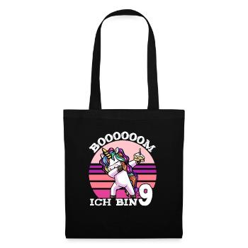 9. Geburtstag Mädchen 9 Jahre Einhorn - Stoffbeutel - Schwarz - Vorne