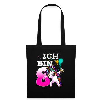 Achter Geburtstag Mädchen 8 Jahre - Stoffbeutel - Schwarz - Vorne