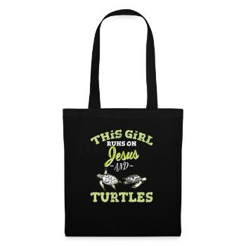 This Girl Runs On Jesus And Turtles Funny Sea Turt - Tote Bag - black - Front