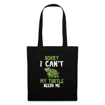 Sorry I Can't My Turtle Needs Me Funny Sea Turtle - Tote Bag - black - Front