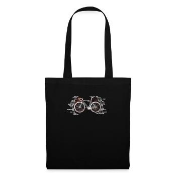 Fahrrad Biker Radfahren Anatomie Rennrad Teile Rad - Stoffbeutel - Schwarz - Vorne