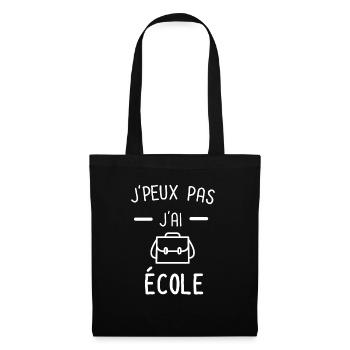 Je peux pas j'ai école cartable - Sac en tissu - noir - Devant