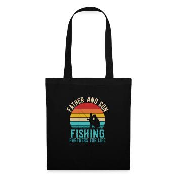 Père et fils Partenaires de pêche pour la vie Pêcheur à la ligne - Sac en tissu - noir - Devant