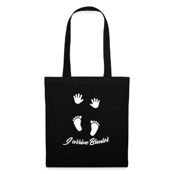 J'arrive Bientôt / Cadeau pour futur maman - Sac en tissu - noir - Devant