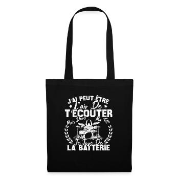 Dans Ma Tête Je Joue De La Batterie Batteur Cadeau - Sac en tissu - noir - Devant