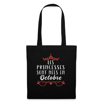 Les Princesse Sont Nées En Octobre Anniversaire - Sac en tissu - noir - Devant