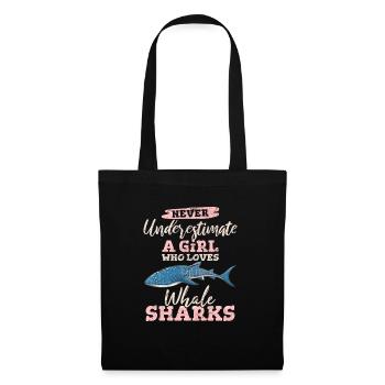 Never Underestimate A Girl Who Loves Whale Sharks - Stoffbeutel - Schwarz - Vorne