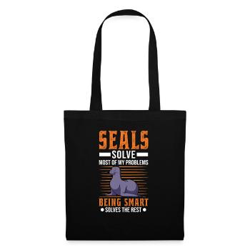 Robbe Geschenk Seal Seelöwe - Stoffbeutel - Schwarz - Vorne