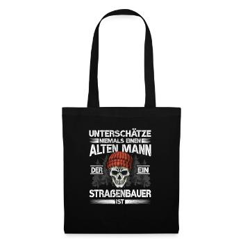Straßenbauer Alter mann Bodenleger - Stoffbeutel - Schwarz - Vorne