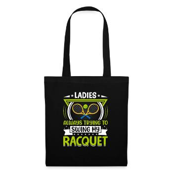Les femmes essaient de balancer des raquettes de tennis - Sac en tissu - noir - Devant