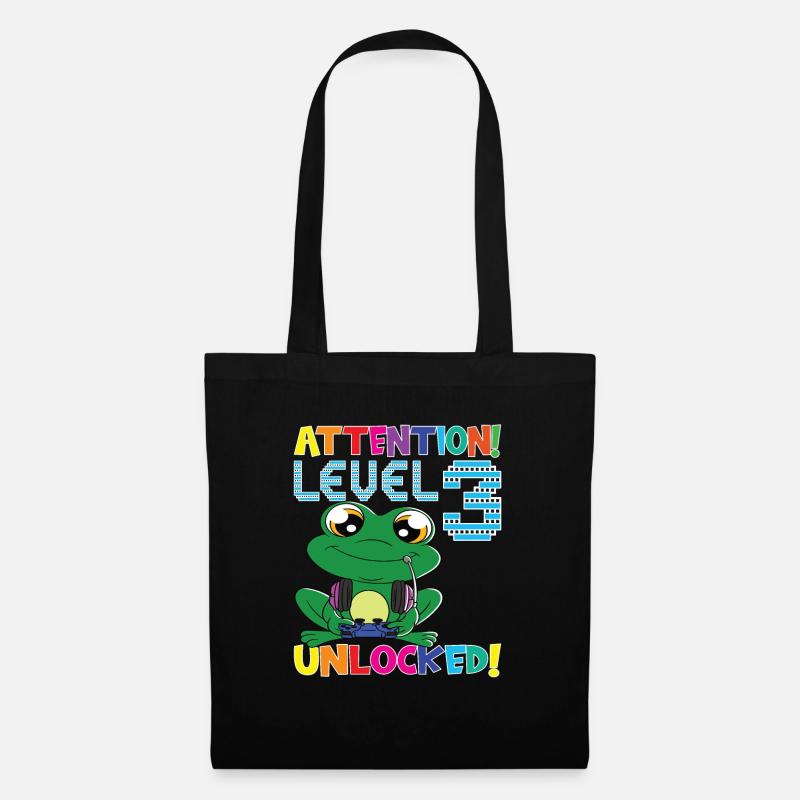 Level 3 Unlocked Gaming Geburtstag - Stoffbeutel - Schwarz