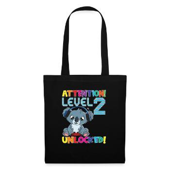 Attention Niveau 2 Anniversaire débloqué - Sac en tissu - noir - Devant