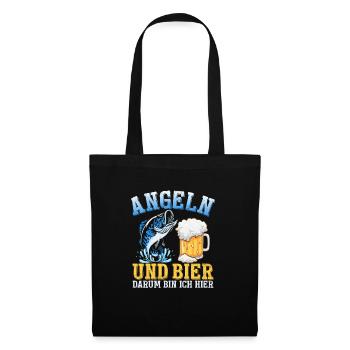 Pêche et bière, c’est pourquoi je suis pêcheur à la ligne ici - Sac en tissu - noir - Devant