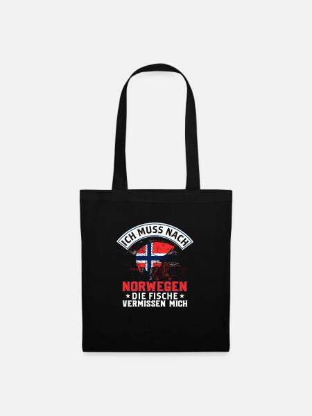 Ich muss nach Norwegen die Fische vermissen mich F - Stoffbeutel - Schwarz